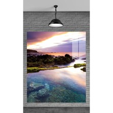 Marsilyan Muhteşem Gun Batımı Deniz Temperli Cam Üzerine Tablo Sevgilinize Yılbaşı Hediye