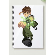 Black-One Ben 10  A5 Metal Spiralli Çizgisiz Sert Kapak Ben 10 Defter