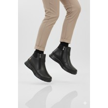 Doçka Kadın Hakiki Deri Günlük Düz Taban Çift Fermuarlı Ortopedik Bot AE25/KB1456