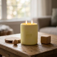 Miaju Modern Evlere Şık Dokunuş, Çift Alevli Dekoratif Mum, Sevdiklerinize Çok Özel Hediye, Sarı Renk