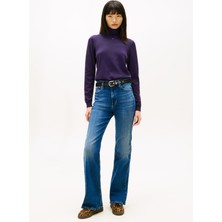 Tommy Jeans Yarım Balıkçı Yaka Standart Düz Mor Kadın Kazak DW0DW21672VLY