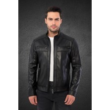 Evasim Hakiki Deri Erkek Deri Mont (Siyah)