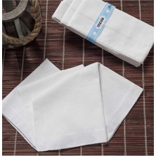 Elif Mira Teksin El Yüz Cep Mendili Beyaz 12 Li Paket 36X36 cm Tm Beyaz