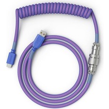 Sarmal Klavye Kablosu - Mekanik Oyun Klavyesi Sarmal Kablo Için Sarmal USB C Kablosu Zanaatkâr Örgülü Kablolar - Özel Klavye Kablosu (Nebula)