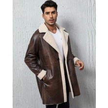 Nyc Giyim Tekstil Eskitme Uzun Kaban Içi Yakası Kürklü Hakiki Deri