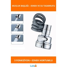 Letsii Uzatılabilir Hortumlu 3 Fonksiyonlu Paslanmaz Musluk Başlığı