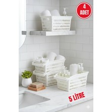 Open Home Concept 4 Adet Beyaz Plastik Çok Amaçlı Delikli Organizer Sepet – Mutfak Banyo Dolap Içi Düzenleyici 5 Litre