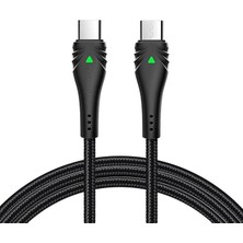 Dodo Type-C To Type-C Pd Qc4.0 Ledli Örgü Kablo 2m 3A Siyah