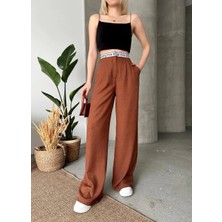Etiler Collection Flamlı Kahve Pantolon