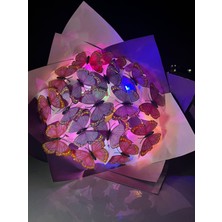 Kayzen Letli Mor Pembe Kelebek Buketi