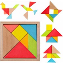 Empressco Renkli Ahşap Eğitici Mini Tangram 7 Parça, Çocuklar Için Eğlenceli ve Öğretici Oyun