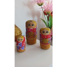 Empressco Renkli Ahşap Matruşka Bebek 3'lü Set, Vintage Tarz, Dekoratif ve Şık Tasarım