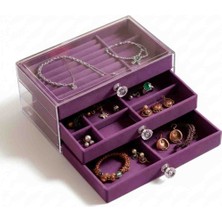 İsdeksan 3 Çekmeceli Süet Takı Kutusu, Mücevher Düzenleyici