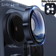 Ennar Apple iPhone 15 Pro Max Gerçek Cam Safir Lens Koruma Mavi