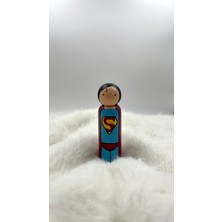 Empressco Mavi Ahşap 11 cm Kahraman Tarzı Peg Bebek - Çocuklar Için Eğlenceli Figür