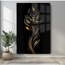 Gold Işık Saçan Gül Cam Tablo Ultra Canlı Renkli Kırılmaz Cam Tablo Ev Hediyesi Ofis Hediyesi