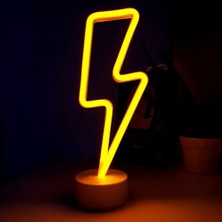 Defne Toprak Neon Işıklı Şimşek Lamba Usb+Pil