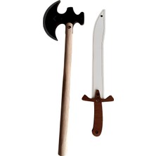 Empressco Ahşap Kılıç ve Balta Seti, Oyuncak ve Dekoratif, Kahverengi, Şık ve Eğlenceli Tasarım