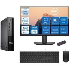 Dell Pc Pro Mıcro QCM1250 Intel® Core™ I5 14500T 96GB Ddr5 512GB SSD Intel® UHD Graphics 770 Dell 27 Inç Fhd Mon.  Freedos Mini Masaüstü Bilgisayar BTO00827F32+ZETTAUSBBELLEK