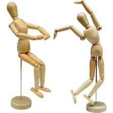 Empressco 20 cm Insan Figürlü Ahşap Manken Adam Kukla Model Stilist Figür Kroki Bej