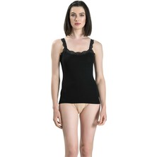 Jiber Kadın 5'li Siyah Güpürlü Geniş Askılı Likralı Atlet