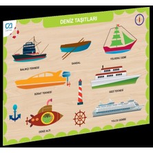 Empressco Çok Renkli Ahşap Deniz Taşıtları Seti Eğitici Oyuncak