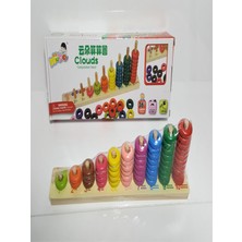 Empressco Çocuklar Için Çok Renkli Ahşap Halka ve Sayı Boncukları Oyuncak Seti