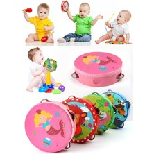 Empressco Renkli Ahşap Bebek Müzik Aleti, Deri Tef Davul, Eğlenceli ve Güzel Sesler