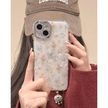 Kılıf House Iphone Uyumlu Taşlı Lens Koruyuculu Zarif Çiçek Kılıf