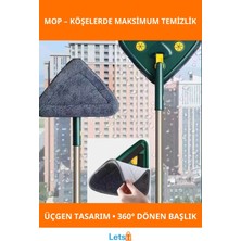 Letsii 2 Bezli Üçgen Çek Çekli Mop Islak Mendil Uyumlu Temizlik Aparatı