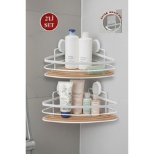 Okyanus Home Eko Magic Yapıştır&vidala Due 2 Adet Tek Katlı Üçgen Lamalı Şampuanlık 21 cm / Beyaz