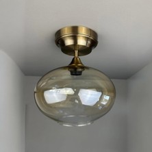 Bamyum Solvia Cam Bal Rengi Kalın Piramit Başlık Tekli Avize Retro Sarkıt Lamba Salon Aydınlatma