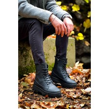 EM Trend KB-0993 Kuback Siyah Cilt Siyah Yüksek Taban Postal Bot