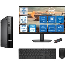 Dell Pc Pro Mıcro QCM1250 Intel® Ultra 7 265T 16GB Ddr5 256GB SSD Intel® GRAPHICS21.5 Dell Monitör Fhd  Freedos Mini Masaüstü Bilgisayar BTO10721F01+ZETTAUSBBELLEK