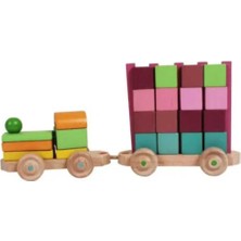 Empressco Kahverengi 16 Küp Ahşap Bloklu Tren Oyuncak Seti