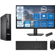 Dell Pc Pro Mıcro QCM1250 Intel® Ultra 7 265T 16GB Ddr5 256GB SSD Intel® Graphicsdell 27 Inç Fhd Mon.  Freedos Mini Masaüstü Bilgisayar BTO10727F01+ZETTAUSBBELLEK
