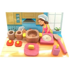 Empressco Renkli Ahşap Minyatür Tencereli Ocaklı Mutfak Seti, Minik Şeflere Özel!