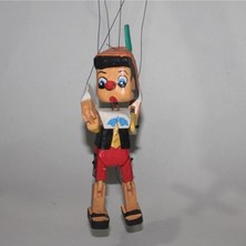 Empressco Kırmızı Ahşap Pinokyo Ipli Kukla 20CM Dekoratif ve Hediyelik Oyuncak