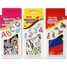 Empressco 3'lü Manyetik Öğrenme Seti: Sayılar, Harfler ve Tangram, Beyaz Renk