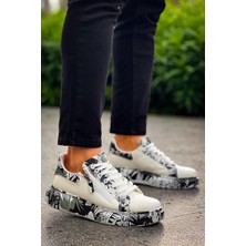 EM Trend Kb-02  Kuback Bağcıklı Crocodile Beyaz Siyah Günlük Erkek Ayakkabı