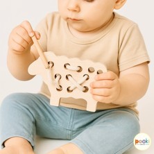 Empressco Bej Montessori Ip Geçirme Oyunu, Çocuklar Için Eğlenceli ve Gelişim Destekleyici Oyun