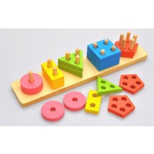 Empressco Renkli Ahşap Geometrik Şekil Yerleştirme Seti, 5'li Diktörgen Bultak