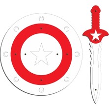Empressco Kırmızı Ahşap Oyuncak Seti, Yıldız Figürlü Kalkan ve Kılıç, Eğlenceli ve Güvenilir