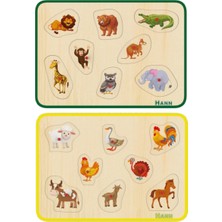 Empressco Renkli Ahşap Yapboz Seti, Vahşi ve Çiftlik Hayvanları, Eğlenceli ve Öğretici