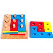Empressco Renkli Ahşap Blok Tetris Oyunu, Eğlenceli ve Öğretici Oyun Seti