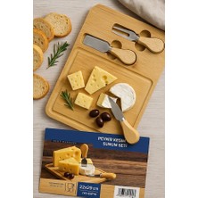 Neler Geldi Neler Peynir Kesme Sunum Tahtası Seti  2 Bıçaklı Bambu Kesme Panosu   Bambu Servis Tahtası