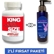 King Size Erkeklere Özel Bölge Destekleyici 30'lu + Playboy Libido Arttırıcı Krem 125 ml