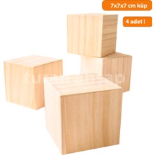 Empressco Kahverengi Ahşap Takoz 7X7X7 Cm, 4 Adet, Doğal ve Şık Dekorasyon Parçası