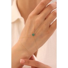 Yavuz Kuyumculuk 14 Ayar Altın Yeşil Taşlı Yonca Şahmeran