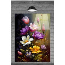 Marsilyan  Sevilen Seri Yağlı Boya Çiçek Cam Tablosu